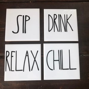 Rae Dunn Inspired Coasters, Ceramic Coasters, Home Decor, House Warming Gift, Wedding Gift