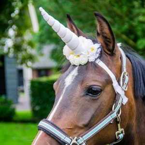 White unicorn horn for horse and pony with flowers. Free shipping. image 2