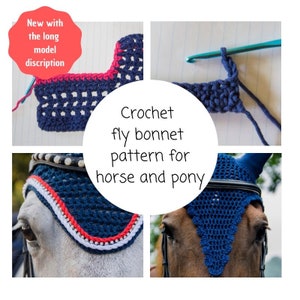 diy fly bonnet, tutorial for fly bonnet long model, horse fly veil, pattern, step by step, crochet pattern,  diy instruction