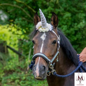 White unicorn horn for horse and pony with flowers. Free shipping. image 3