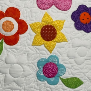 Flower Power! Quilted Table Runner, Handmade in USA, Beautiful Art On Table,Explosion of Colorful Flowers, Cute,Mothers Day, Gift, Gorgeous!