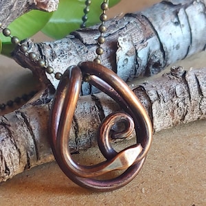 Copper Snake Pendant / Necklace / Solid Copper / Patina / Serpent / Egyptian Snake / Copper Jewelry
