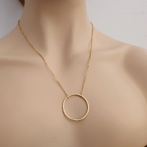 Brass Ring Pendant / Solid Brass / Large / Hammered / Open Circle Pendant / Minimalist / Brass Jewelry