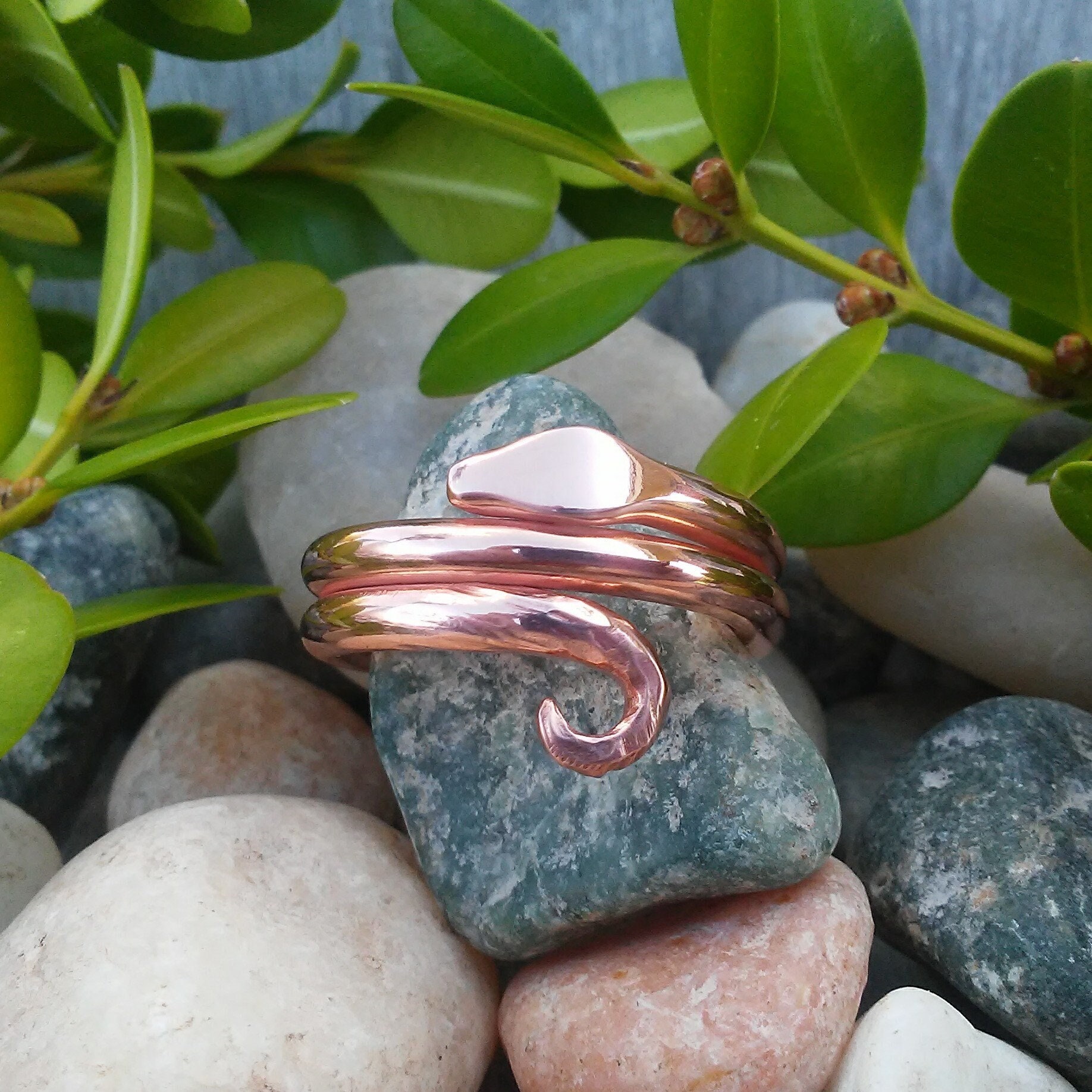 Chakra copper cuff. Crafted of pure copper with the mantras of the seven  chakras engraved across its length
