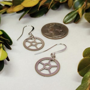 Clock Gear Earrings / Authentic Clock Gears / Vintage / Metal / Silver Clock Gears / Steampunk / Clock Gear Jewelry