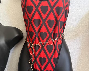 Red hearts Thong One Piece