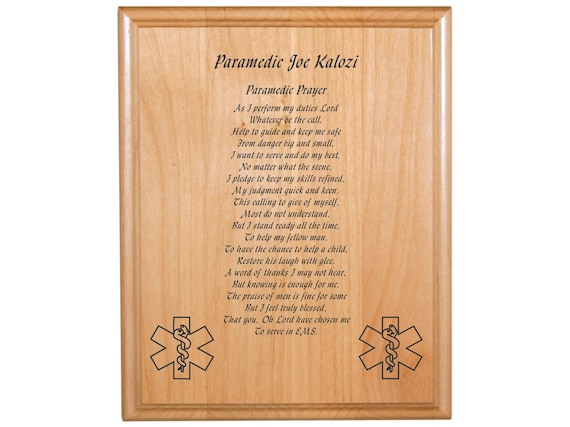 Personalized Engraved_8"x10"_EMT / Paramedic_Prayer Plaque_EMS