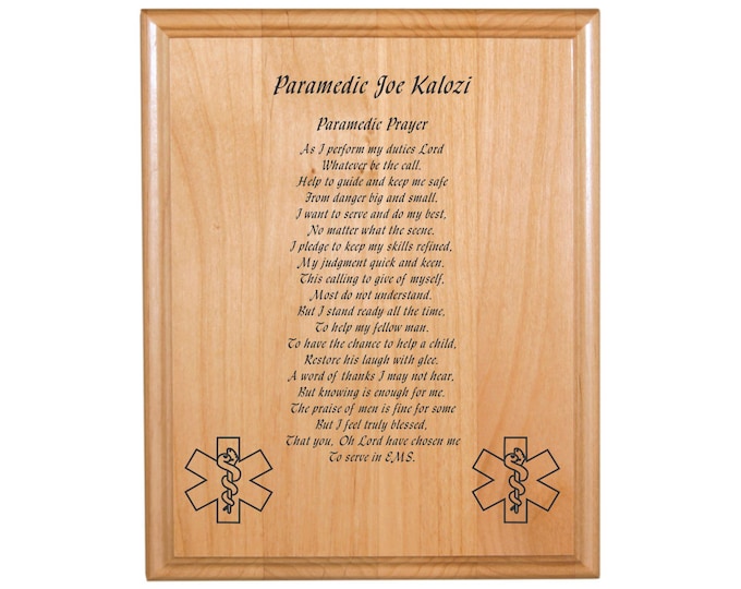 Personalized Engraved_8"x10"_EMT / Paramedic_Prayer Plaque_EMS