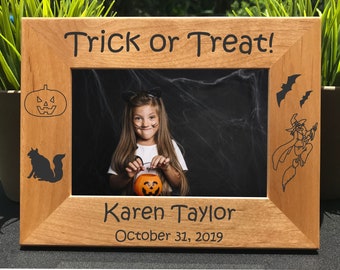 Halloween // Personalized Engraved Photo Frame // Picture Frame // Trick or Treat