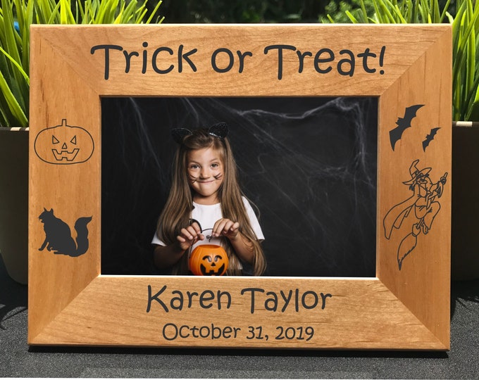 Halloween // Personalized Engraved Photo Frame // Picture Frame // Trick or Treat