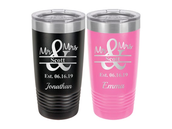 Mr. and Mrs. Wedding Tumbler // Personalized Engraved // Custom // Mug
