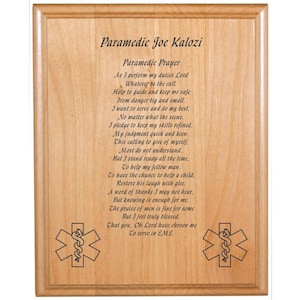 Personalized Engraved_8"x10"_EMT / Paramedic_Prayer Plaque_EMS