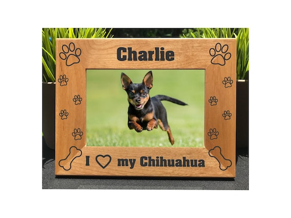 Engraved Chihuahua Photo Frame, Personalized Dog Memorial Gift