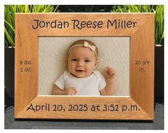 Baby Birth Announcement Personalized Engraved Photo Frame
