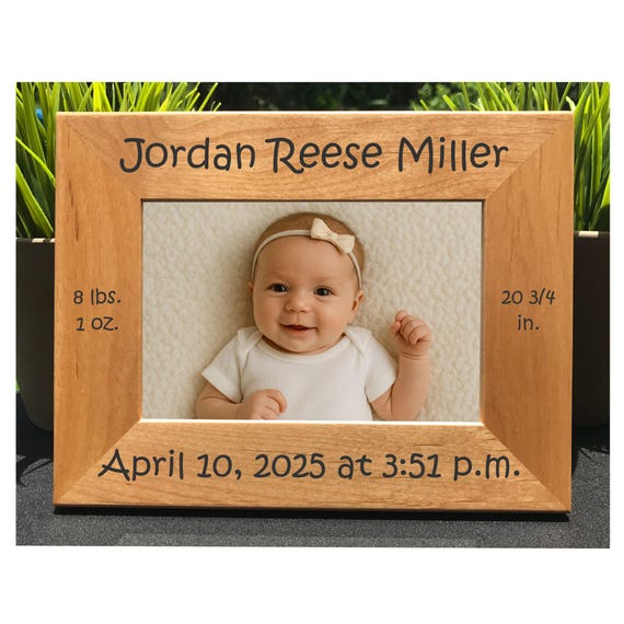 Baby Birth Announcement Personalized Engraved Photo Frame