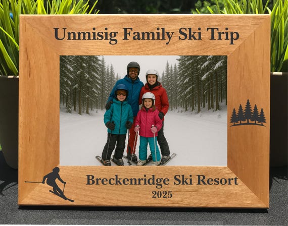 Family Ski Vacation // Ski Mountain Trip // Personalized Engraved Photo Frame