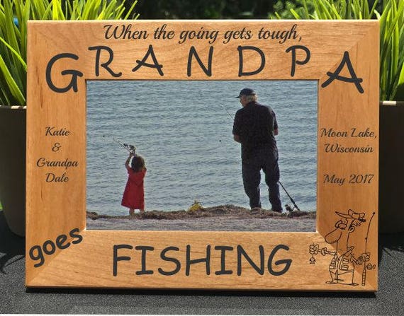 Grandpa Fishing // Personalized Engraved Photo Frame // Picture Frame //  Grandfather // Papa // Grandson / Granddaughter // Gift