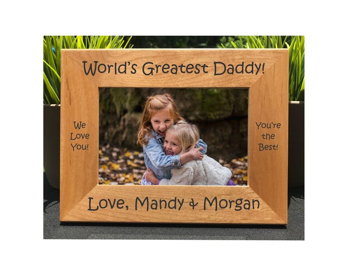 Personalized World's Greatest Daddy Photo Frame – Custom Engraved Gift for Dad, Papa, or Padre