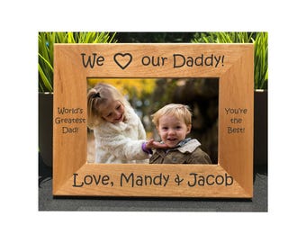 Personalized Daddy Picture Frame | Engraved Red Alder Wood Gift