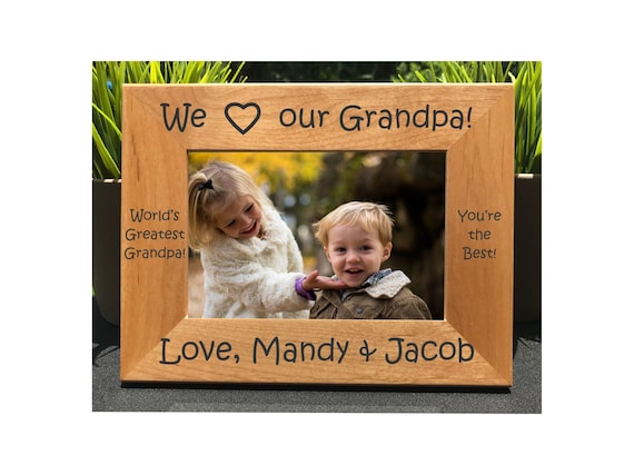 Personalized Engraved Photo Frame, Gift for Grandpa