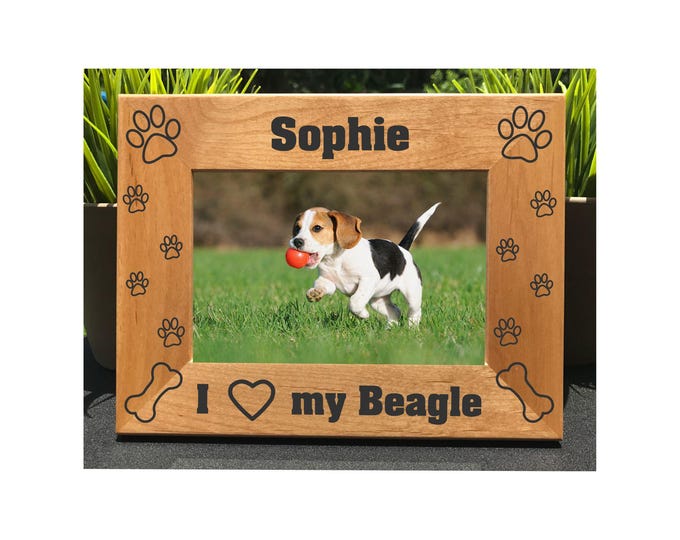 I Love my Beagle // Personalized Engraved Photo Frame // Picture Frame // Dog Lover Gift // New Puppy Gift // We Love our Beagle