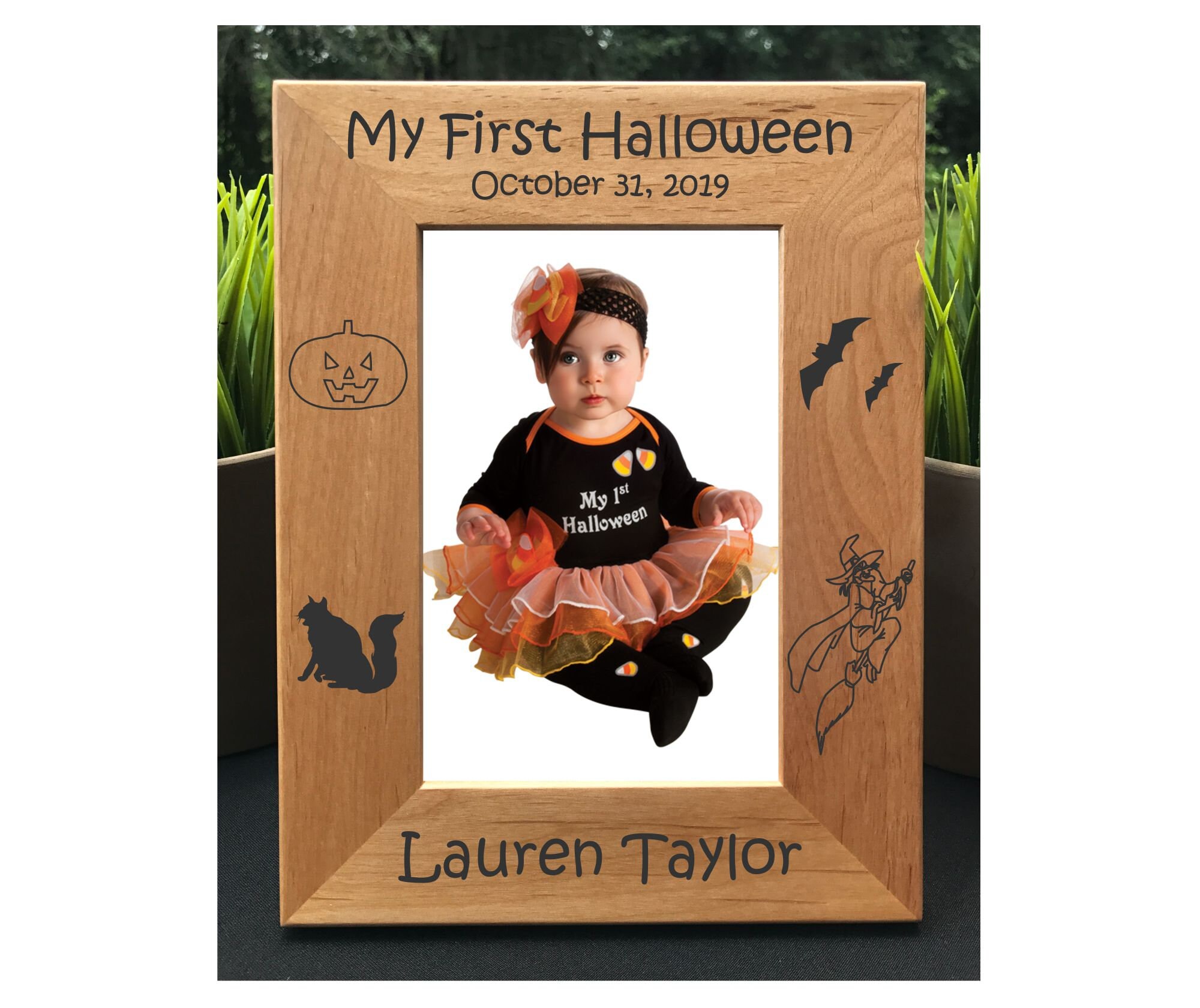 Halloween Grim Reaper Picture Frame - Personalized  Laser Engraved Wood  Frame - 3 Sizes Decade Awards HLLWN-02-P