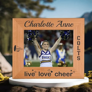 Cheerleader | Live Love Cheer | Custom Engraved Photo Frame | Cheerleader Gift | Personalized Keepsake for Team Memories