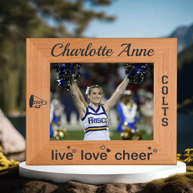 Cheerleader Live Love Cheer Custom Engraved Photo Frame Cheerleader