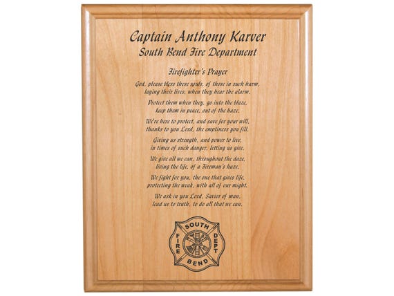 Personalized Engraved_8"x10"_Firefighter Prayer Plaque_Fireman