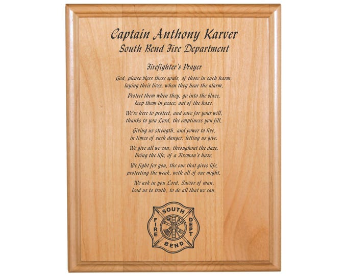 Personalized Engraved_8"x10"_Firefighter Prayer Plaque_Fireman