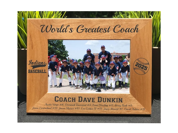 World's Greatest Baseball Coach // Personalized Engraved Photo Frame // Picture Frame // Gift // High School // College