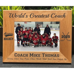 World&#39;s Greatest Hockey Coach // Personalized Engraved Photo Frame // Picture Frame // Gift // High School // Team // College // Youth