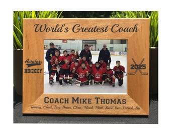 Personalized Hockey Coach Gift | Engraved Photo Frame, Team Gift