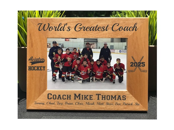 Personalized Hockey Coach Gift | Engraved Photo Frame, Team Gift