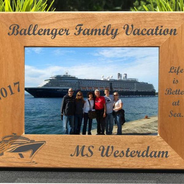 Family Cruise Vacation // Personalized Engraved Photo Frame // Caribbean // Alaska // Mediterranean // Mexico // Gift