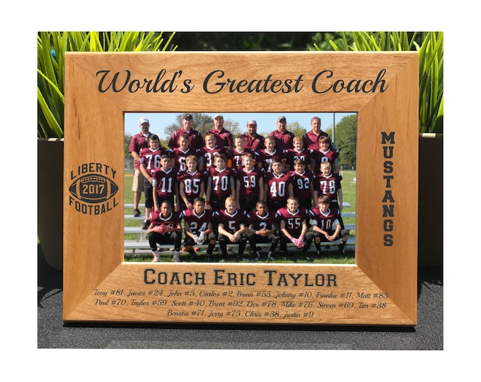 World's Greatest Football Coach // Personalized Engraved Photo Frame // Picture Frame // Gift // High School // Team // College // Youth