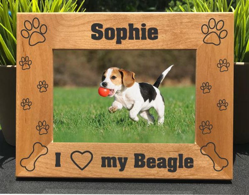 I Love My Beagle Personalized Engraved Photo Frame Picture Dog Lover Gift New Puppy We Our