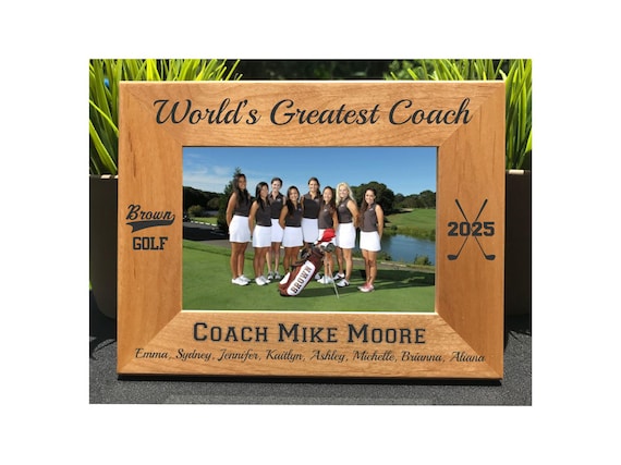 Personalized Golf Coach Photo Frame, Engraved Alder Wood
