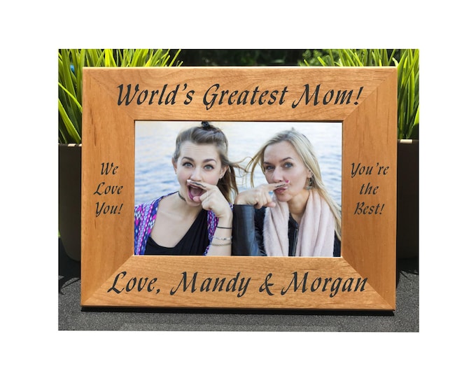 Personalized World's Greatest Mom Photo Frame – Custom Engraved Gift for Mom, Madre, or Mommy