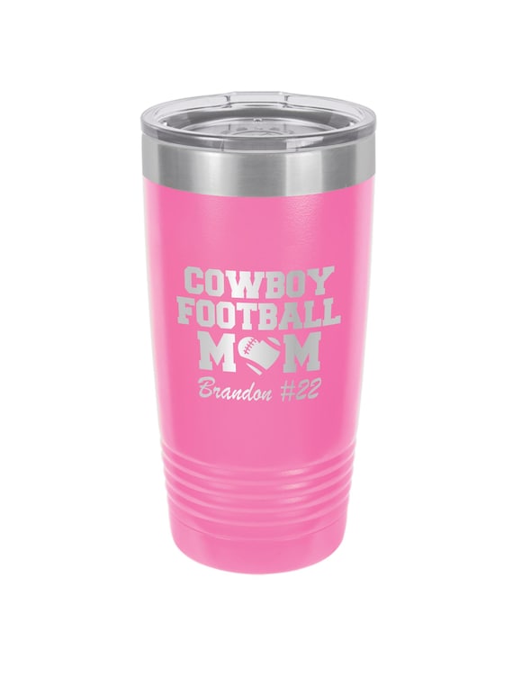Personalized Football Mom Tumbler – Engraved Stainless Steel Travel Mug