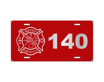 Firefighter // Personalized Laser Engraved License Plate // Fire Department // Fire Rescue // Fireman // Gift
