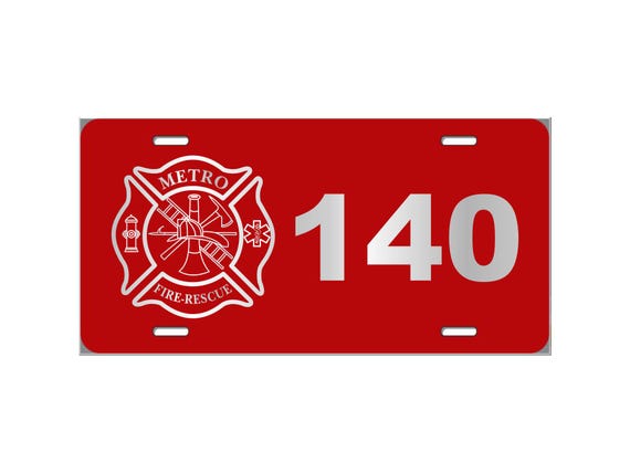 Firefighter // Personalized Laser Engraved License Plate // Fire Department // Fire Rescue // Fireman // Gift