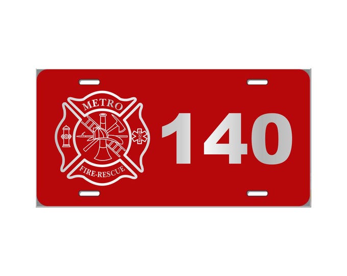 Firefighter // Personalized Laser Engraved License Plate // Fire Department // Fire Rescue // Fireman // Gift