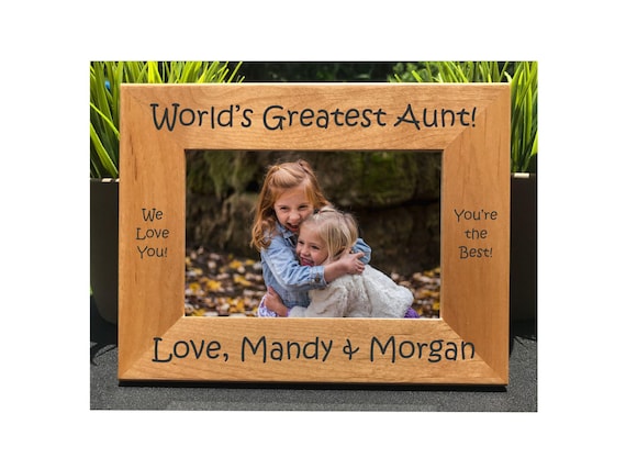 Personalized Aunt Photo Frame - Engraved Alder Wood Gift