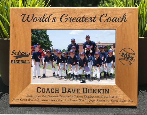 Personalized Softball Coach Engraved Wood Picture Frame