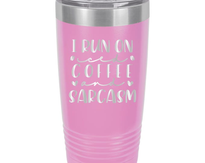 I run on coffee and sarcasm  // Personalized Engraved // Custom // Mug