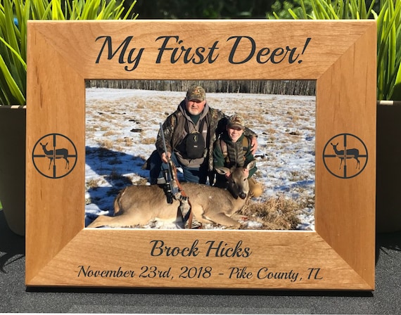Custom Engraved Deer Hunting Photo Frame, First Deer Gift