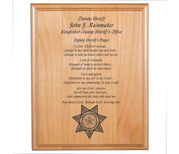 Personalized Engraved_8"x10"_Police Officer's Prayer Plaque_Deputy Sheriff_State Trooper_Policeman