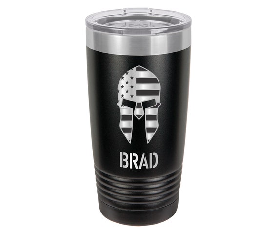 Spartan Helmet Travel Tumbler // Personalized Engraved // Custom // Mug