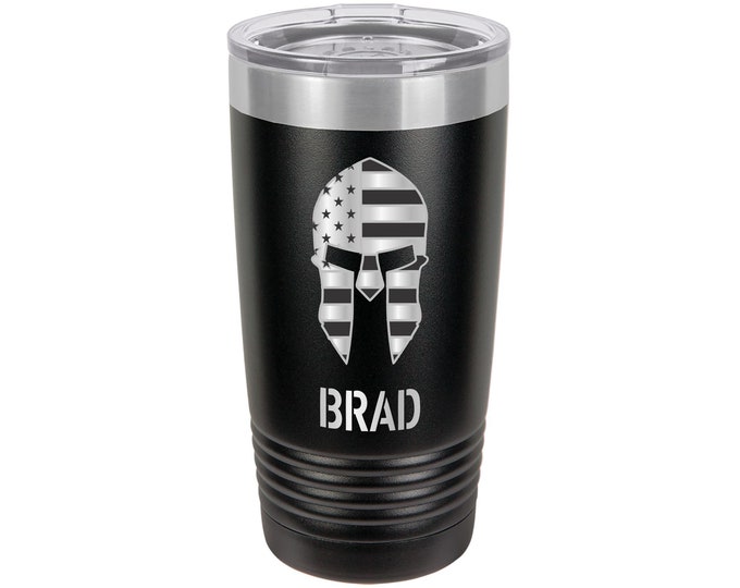Spartan Helmet Travel Tumbler // Personalized Engraved // Custom // Mug